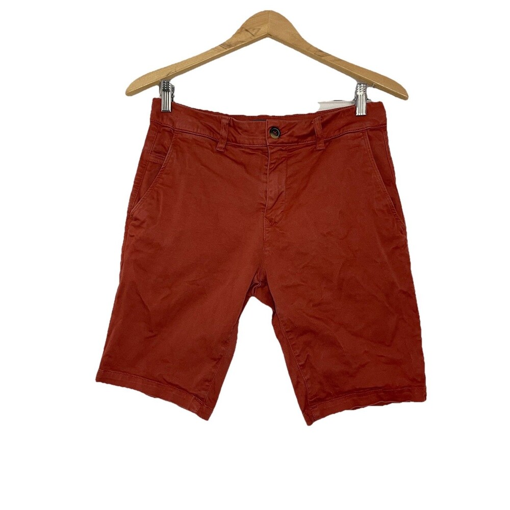 Chevignon Men's 30 Brick Red Chino Shorts Bermunda Casual Flat Front Cotton